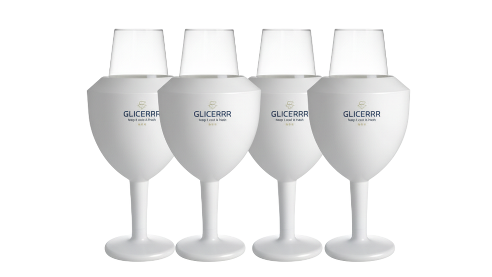 GLICERRR Vinglas køler og holder sæt + glas - 4 stk.