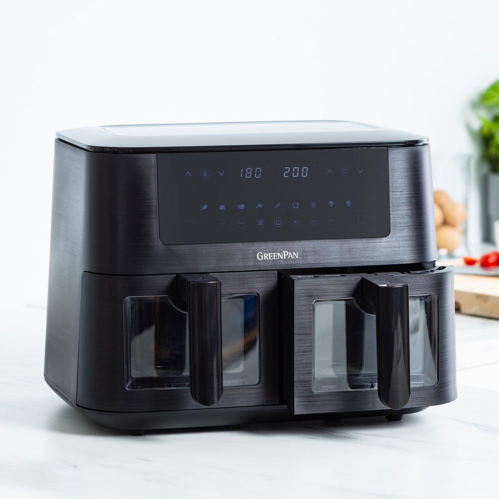 GreenPan Dubbele Airfryer Bistro Dual Zone - Sort - 8 Liter (2 x 4 Liter)