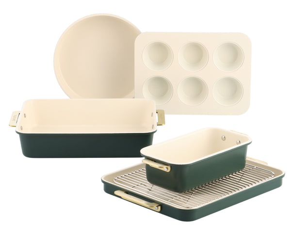 GreenPan Bagesæt Padova Reserve Pine Green 6-delt - keramisk non-stick belægning