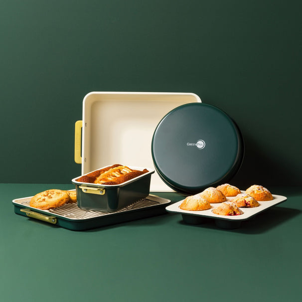 GreenPan Bagesæt Padova Reserve Pine Green 6-delt - keramisk non-stick belægning