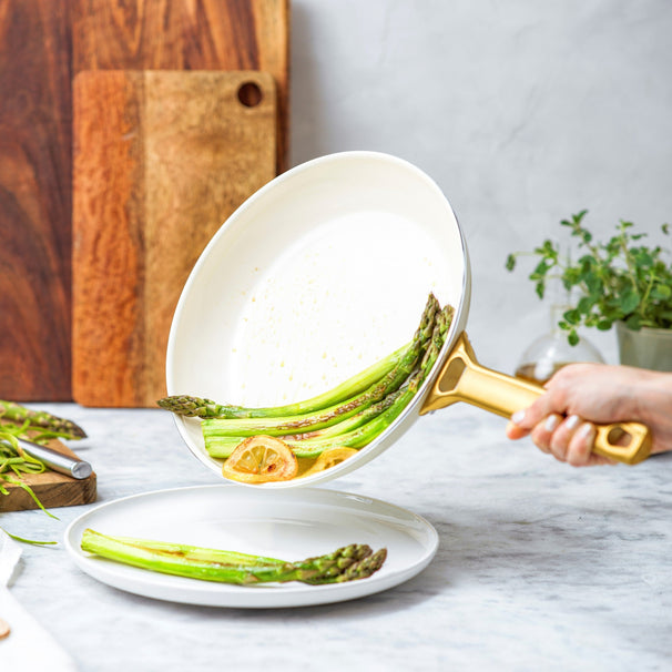 GreenPan Stegepandesæt Padova Reserve Cream White 2-delt - Stegepande ø 20 & 26 cm - keramisk non-stick belægning