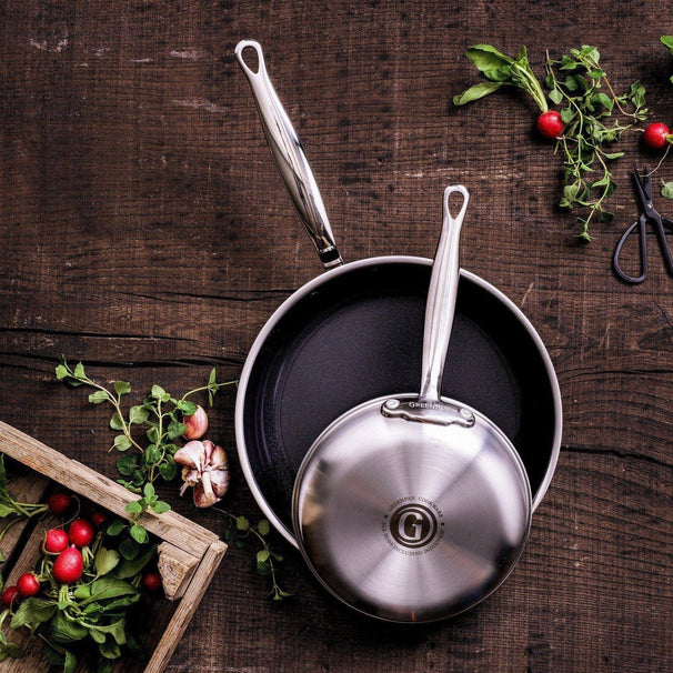 GreenPan Stegepandesæt Premiere Rustfrit Stål 2-delt - ø 20 & 28 cm - keramisk non-stick belægning