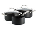 GreenPan Grydesæt Copenhagen Sort 3-delt - Kasserolle ø 16 cm, Gryder ø 18 & 20 cm - keramisk non-stick belægning