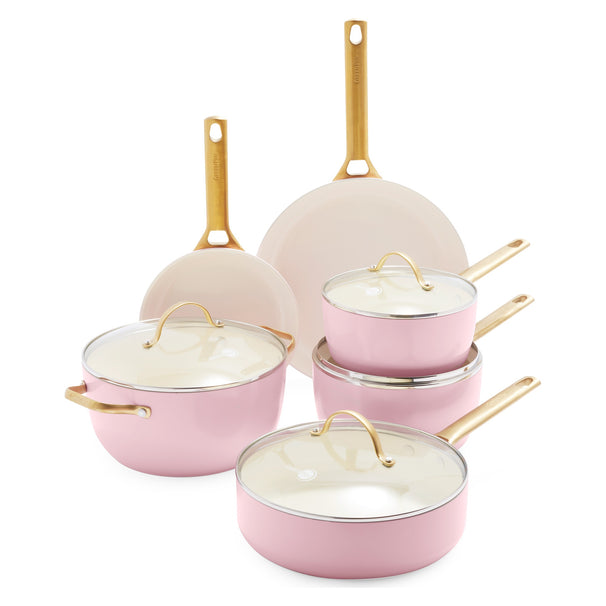 GreenPan Grydesæt Padova Reserve Blush Pink 6-delt - Gryde ø 24 cm, Kasserolle ø 18, 20 cm, Stegepande ø 20, 28 cm & Sauterpande ø 24 cm - keramisk non-stick belægning
