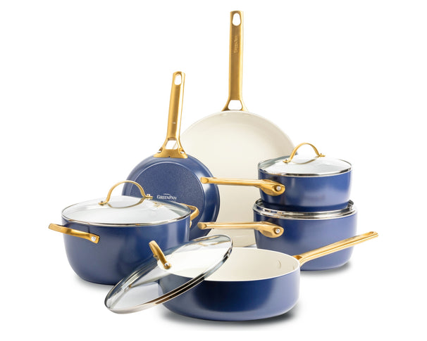 GreenPan Grydesæt Padova Reserve Oxford Blue 6-delt - Gryde ø 24 cm, Kasserolle ø 18, 20 cm, Stegepande ø 20, 28 cm & Sauterpande ø 24 cm - keramisk non-stick belægning
