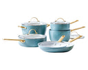 GreenPan Grydesæt Padova Reserve Smokey Blue 6-delt - Gryde ø 24 cm, Kasserolle ø 18, 20 cm, Stegepande ø 20, 28 cm & Sauterpande ø 24 cm - keramisk non-stick belægning