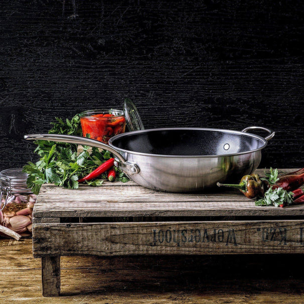 GreenPan Wokpande Premiere Rustfrit Stål ø 30 cm / 4,7 Liter - keramisk non-stick belægning