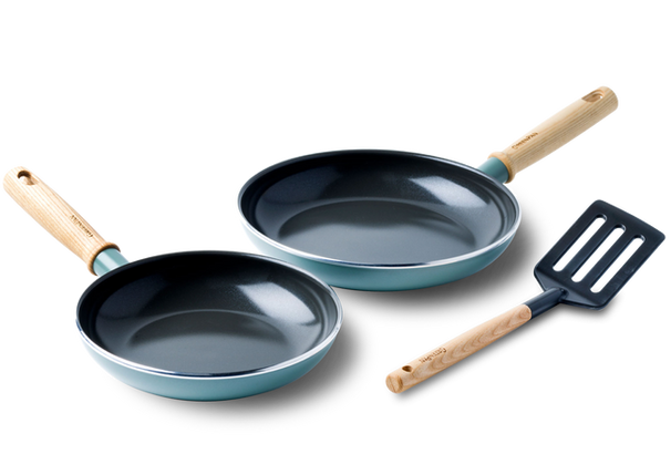 GreenPan Stegepande sæt med spatel - Mayflower - ø 20 & 24 cm - keramisk non-stick belægning