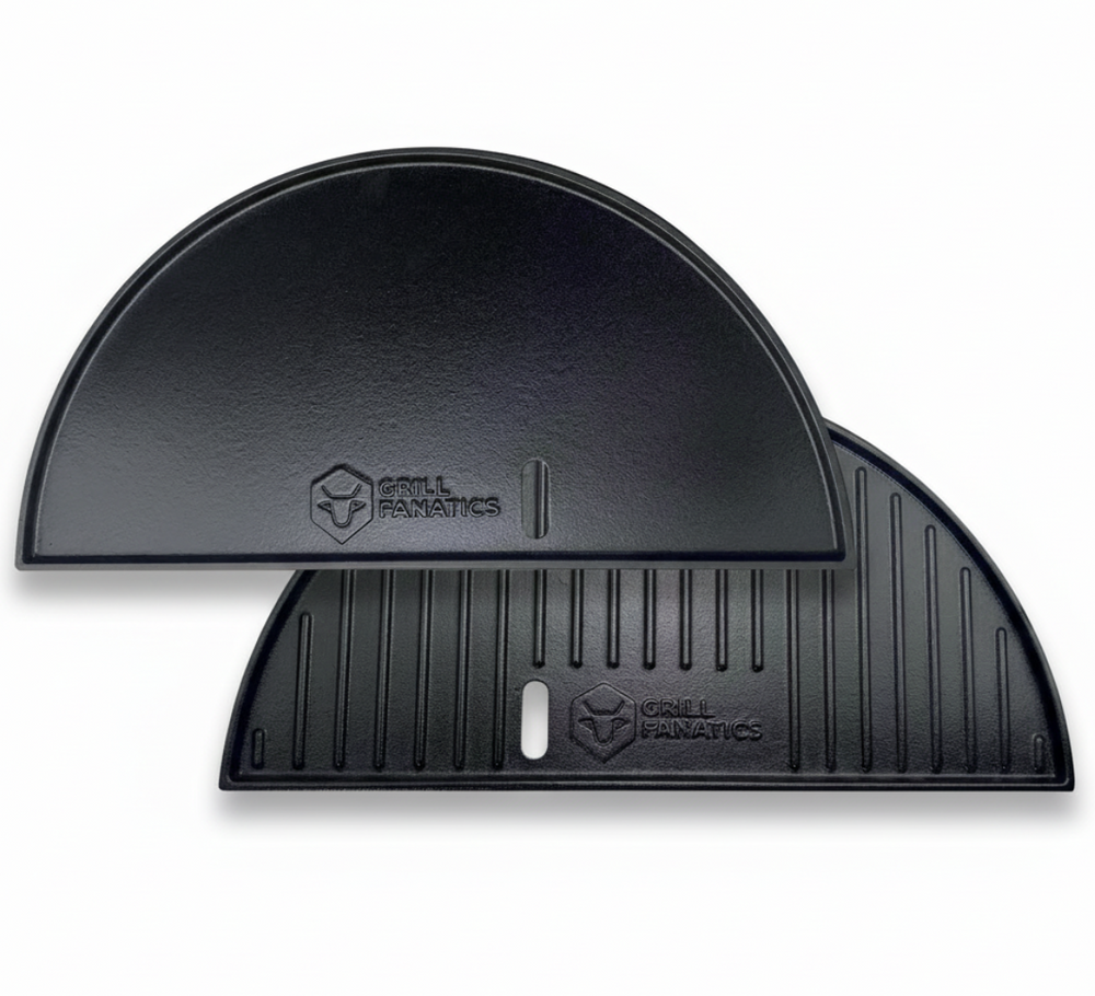 Cookinglife Grill Halve Maan Grillplaat / Plancha Gietijzer - 2-zijdig - Egnet til 46 cm Kamado's