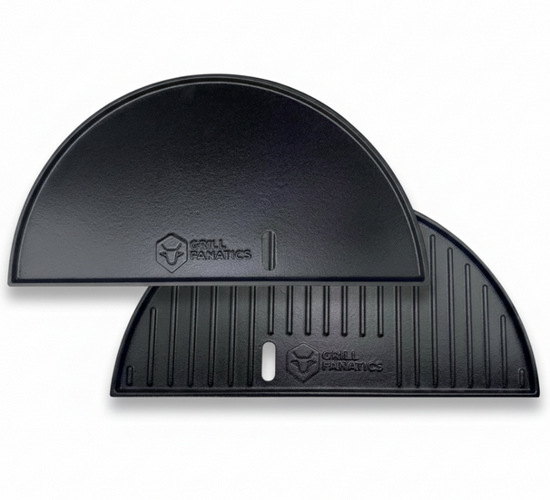 Cookinglife Grill Halve Maan Grillplaat / Plancha Gietijzer - 2-zijdig - Egnet til 46 cm Kamado's