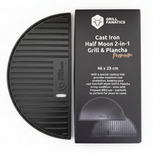 Cookinglife Grill Halve Maan Grillplaat / Plancha Gietijzer - 2-zijdig - Egnet til 46 cm Kamado's
