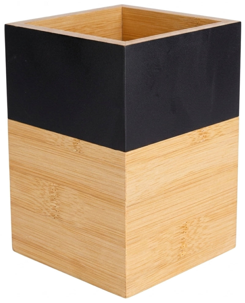 Cosy & Trendy Spatelpot Black & Wood - 10 x 10 x 14,5 cm