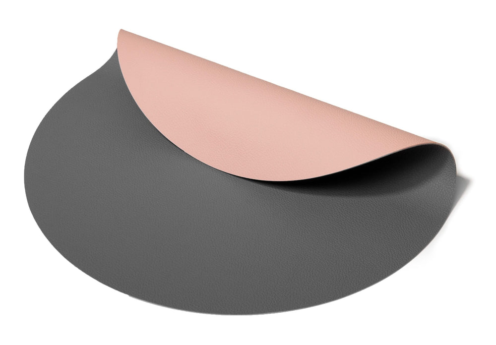 Cookinglife Placemats - Dobbelt så meget - Vegansk læder - Grå / Rosa ø 38 cm - 6 Stykker