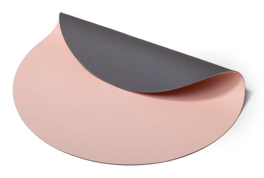 Cookinglife Placemats - Dobbelt så meget - Vegansk læder - Grå / Rosa ø 38 cm - 6 Stykker