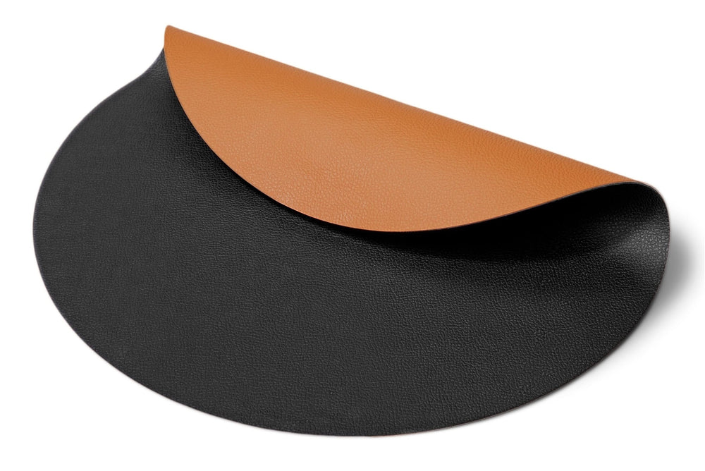 Cookinglife Placemats - Dobbelt så meget - Vegansk læder - Cognac / Sort ø 38 cm - 6 Stykker