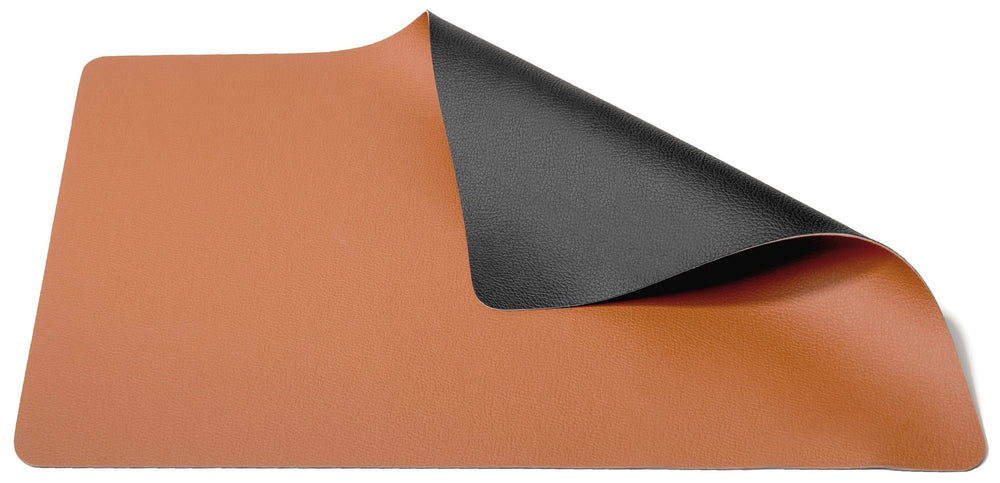 Cookinglife Placemats - Dobbelt så meget - Vegansk læder - Cognac / Sort 46 x 33 cm - 6 Stykker