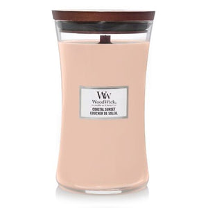 WoodWick Geurkaars Large Coastal Sunset - 18 cm / ø 10 cm - Geurkaars i Glas - Trævæge