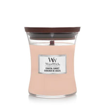 WoodWick Geurkaars Medium Coastal Sunset - 11 cm / ø 10 cm - Geurkaars i Glas - Houten Lont