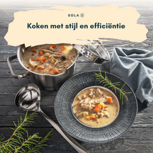 Sola Pannenset Juvia 5-Delig RVS - Downdraft egnet - Kogepande ø 16, 18, 20, 24 cm & Stegepande ø 16 cm - egnet til alle varmekilder