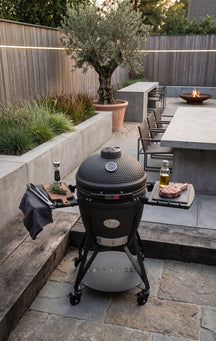 Keij Kamado BBQ Startersæt - Legend Large Black 21 inch - med Trækul, Tændblokke & Kolenmand
