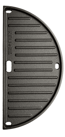 Keij Kamado Halve Maan Grillplade / Plancha Compact - Emaljeret Gussejern - 2-sidet - 33 cm - til 15 tommer Kamadoer - Universel
