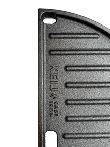 Keij Kamado Halve Maan Grillplade / Plancha Compact - Emaljeret Gussejern - 2-sidet - 33 cm - til 15 tommer Kamadoer - Universel