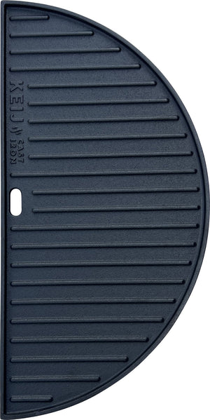 Keij Kamado Halve Maan Grillplade / Plancha Large - Emaljeret Gussejern - 2-sidet - 46.5 cm - til 21 tommer Kamadoer - Universel