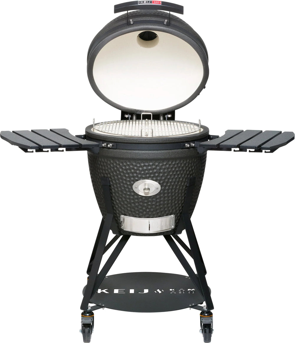 Keij Kamado BBQ Startersæt - Legend Large Black 21 inch - med Trækul, Tændblokke & Kolenmand