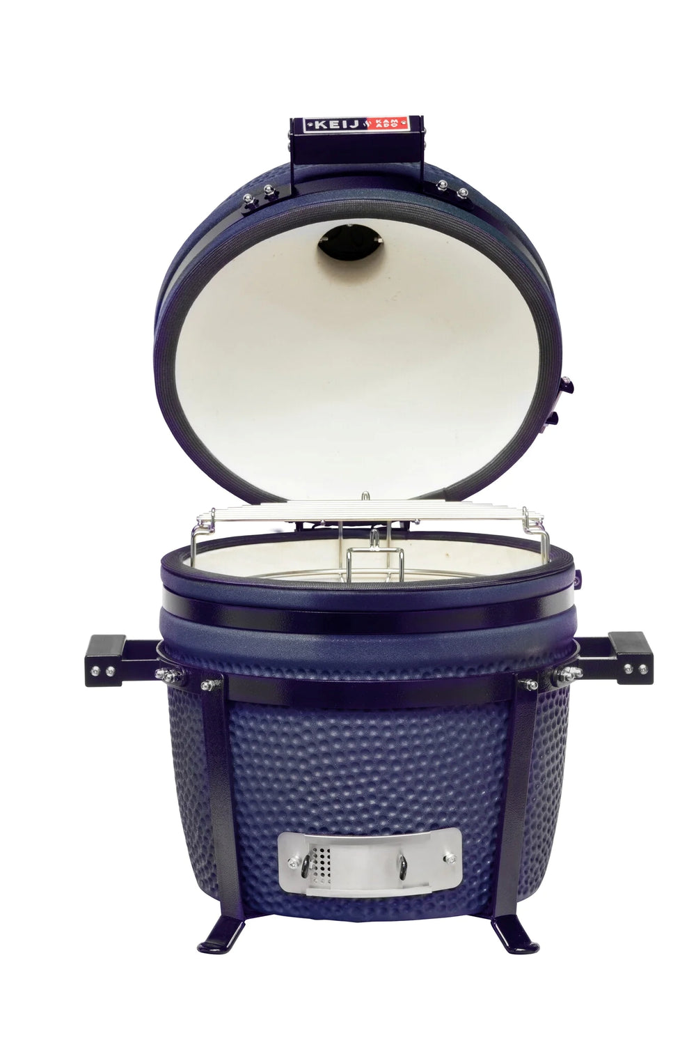 Keij Kamado BBQ Startersæt - Legend Compact Blue 15 tommer - med Trækul, Tændblokke & Kolenet