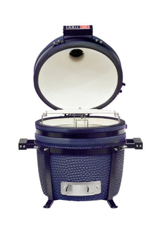 Keij Kamado BBQ Startersæt - Legend Compact Blue 15 tommer - med Trækul, Tændblokke & Kolenet