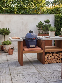 Keij Kamado BBQ Startersæt - Legend Compact Blue 15 tommer - med Trækul, Tændblokke & Kolenet