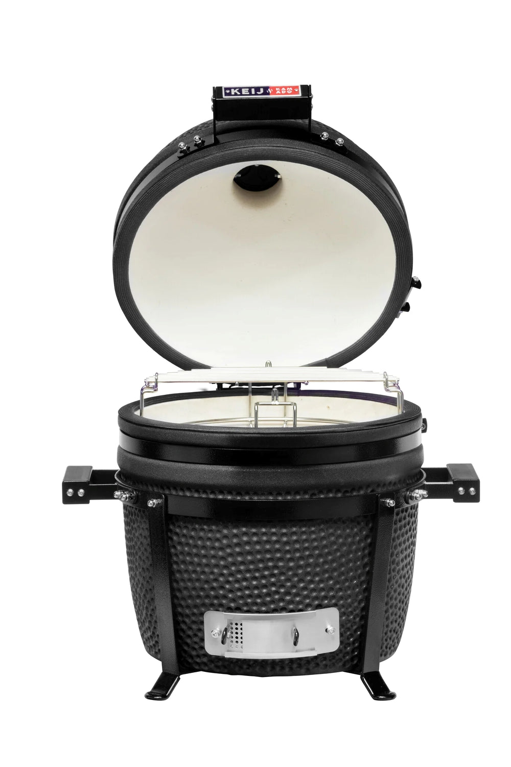 Keij Kamado BBQ Startersæt - Legend Compact Black 15 tommer - med Trækul, Tændblokke & Kolenkurv