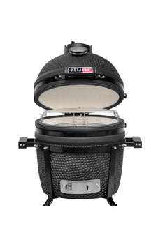 Keij Kamado BBQ Startersæt - Legend Compact Black 15 tommer - med Trækul, Tændblokke & Kolenkurv