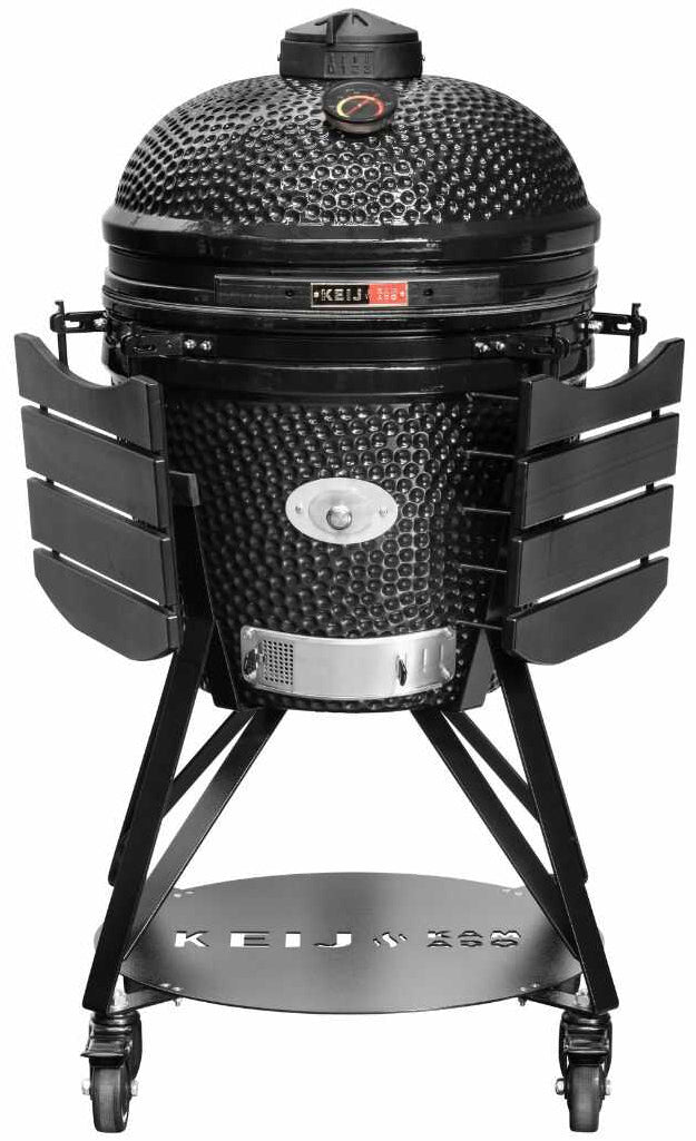 Keij Kamado BBQ Startersæt - Pro Large Black 21 inch - med Trækul, Tændblokke & Kulkurv