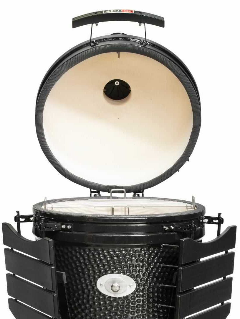 Keij Kamado BBQ Startersæt - Pro Large Black 21 inch - med Trækul, Tændblokke & Kulkurv
