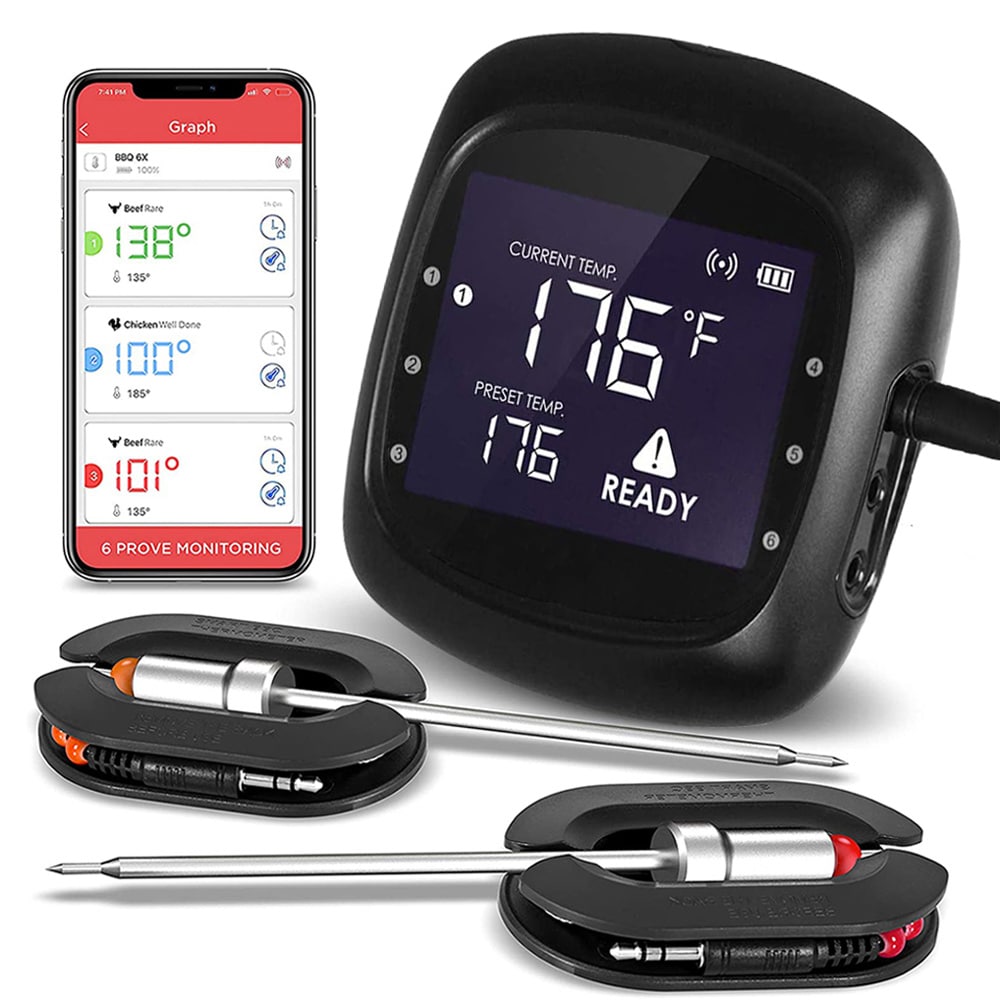 Keij Kamado BBQ Kødtermometer Bluetooth - 2 prober - 6 porte