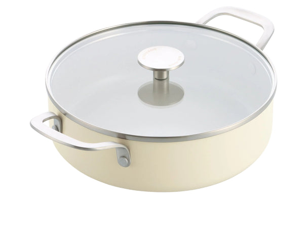KitchenAid Sauterpande med låg Aluminium Almond Cream ø 24 cm / 3,1 Liter - keramisk non-stick belægning