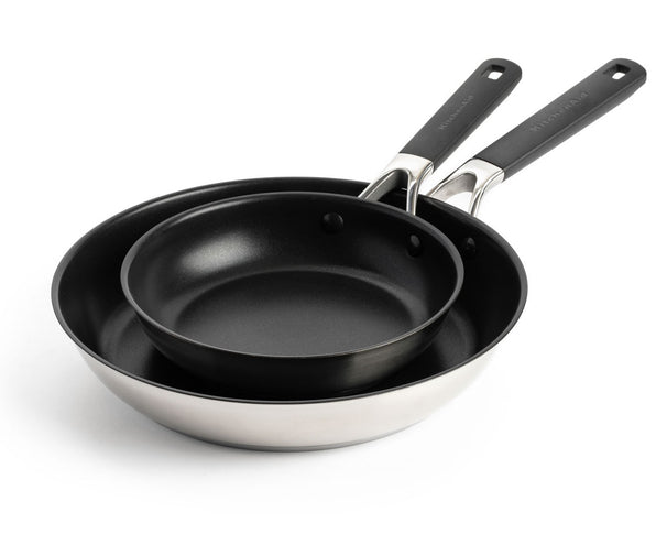 KitchenAid Stegepandesæt Classic Rustfrit Stål 2-delt - ø 20 & 28 cm - keramisk non-stick belægning