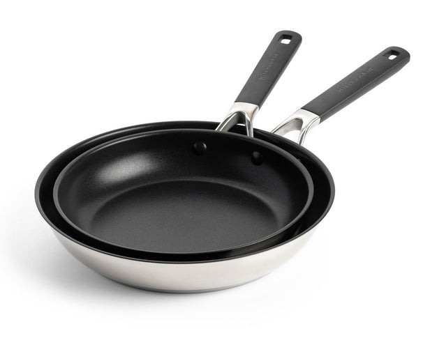 KitchenAid Stegepandesæt Classic Rustfrit Stål 2-delt - ø 24 & 28 cm - keramisk non-stick belægning