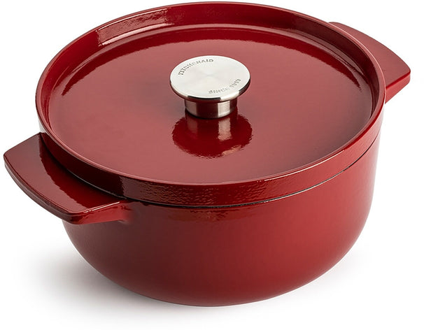 KitchenAid Stegegryde Støbejern Empire Red ø 22 cm / 3,3 Liter - emaljeret non-stick belægning