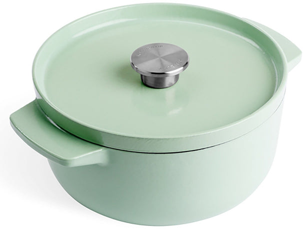 KitchenAid Stegegryde Støbejern Pistachio ø 22 cm / 3,3 Liter - emaljeret non-stick belægning