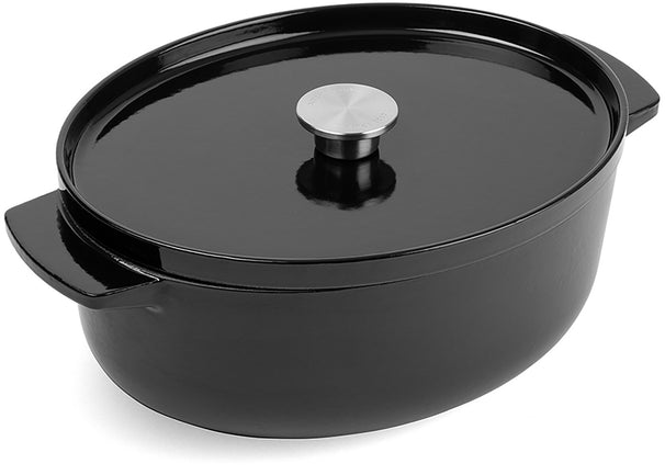 KitchenAid Stegegryde Oval Støbejern Onyx Black 30 cm / 5,6 Liter - emaljeret non-stick belægning