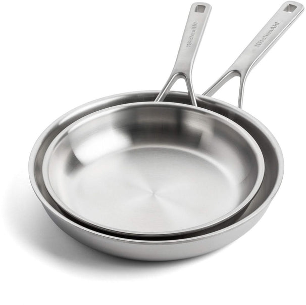 KitchenAid Stegepande sæt - Multi-Ply RVS - ø 24 og 28 cm - uden non-stick belægning