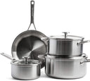 KitchenAid Pannenset Multi-Ply Rustfrit Stål 4-delt - RVS - Kogepande ø 20, 24 cm, Stegepande ø 16 cm & Stegepande ø 24 cm