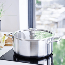 KitchenAid Pannenset Multi-Ply Rustfrit Stål 4-delt - RVS - Kogepande ø 20, 24 cm, Stegepande ø 16 cm & Stegepande ø 24 cm