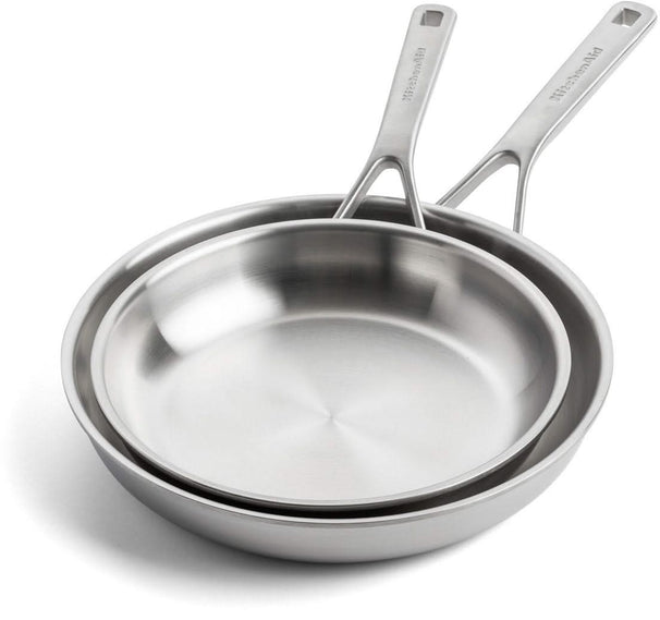KitchenAid Stegepandesæt Tri-Ply Rustfrit Stål 2-delt - ø 20 & 28 cm - uden non-stick belægning