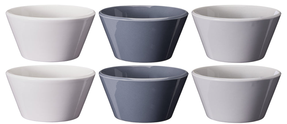 Cookinglife Suppeskåle / Skåle - Siaki Hvid / Blå / Grå ø 14 cm - Porcelæn - 6 stk.