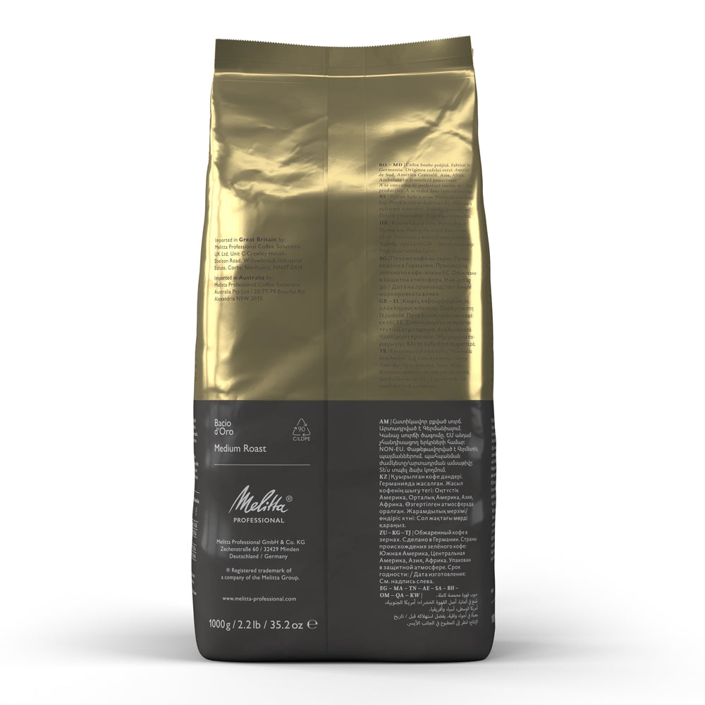 Melitta Kaffeebønner / Espressobønner Bacio d'Oro - Medium Roast - 1 Kg