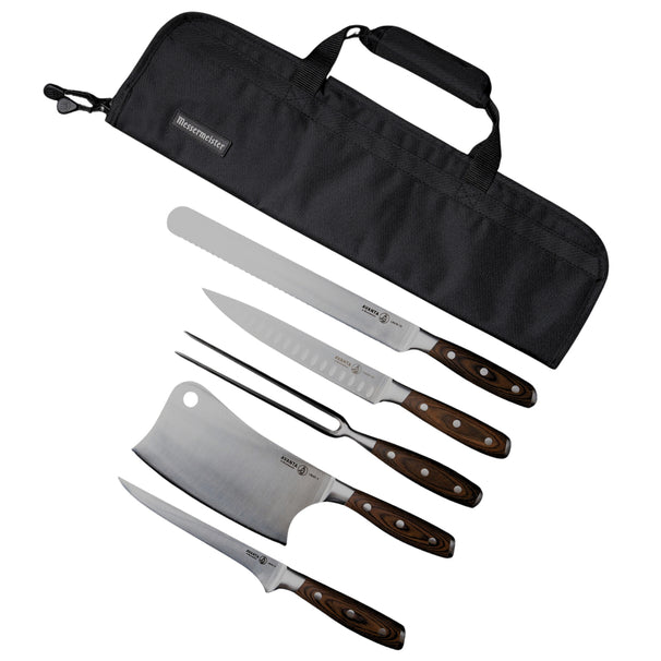 Messermeister BBQ-knivsæt Avanta Pakkatræ 6-delt - med Knivtaske