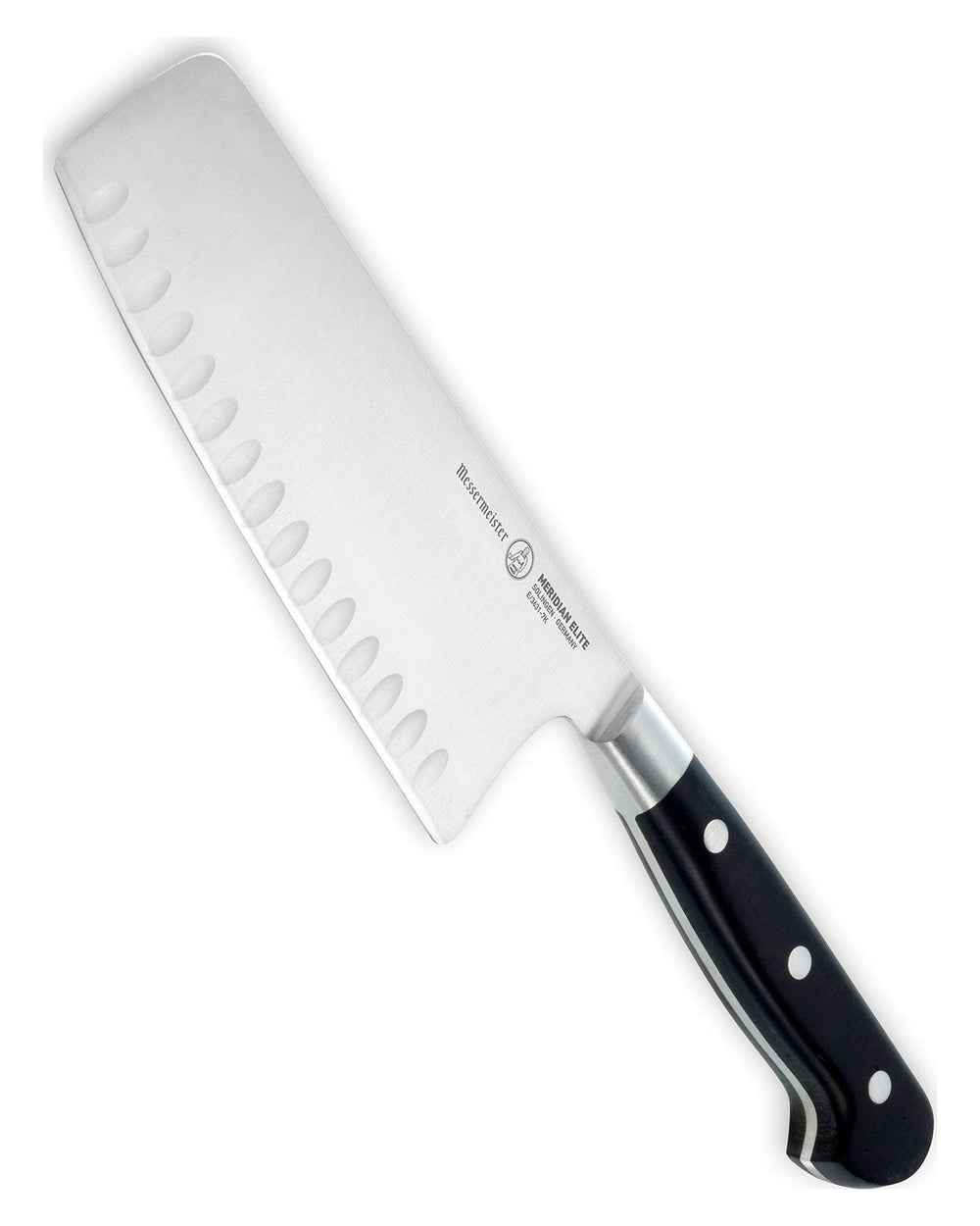 Messermeister Groentemes met Kuiltjes Meridian Elite 18 cm - schuin aanzicht